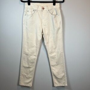 Mugsy Get Leids Jeans Beige Subtle Floral Print Stretch Preppy Pants Men's 28x29